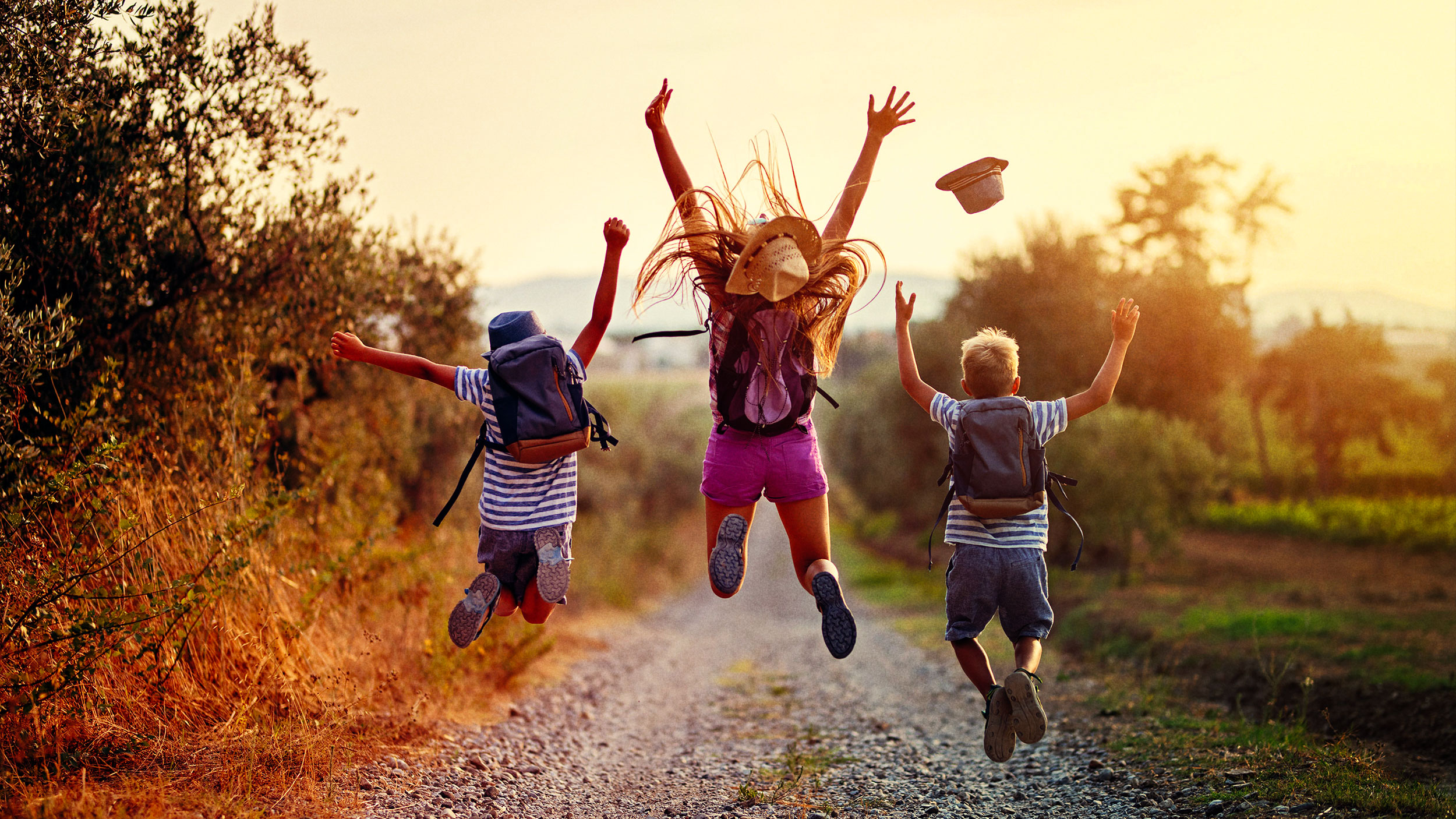 Children running having fun outside